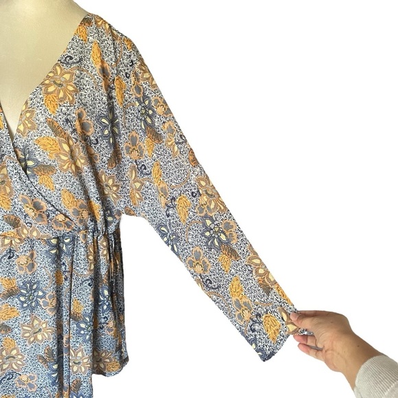 Free People Sky Combo Floral Asymmetrical Wrap Summer Dress Cottagecore Women L - Picture 6 of 9